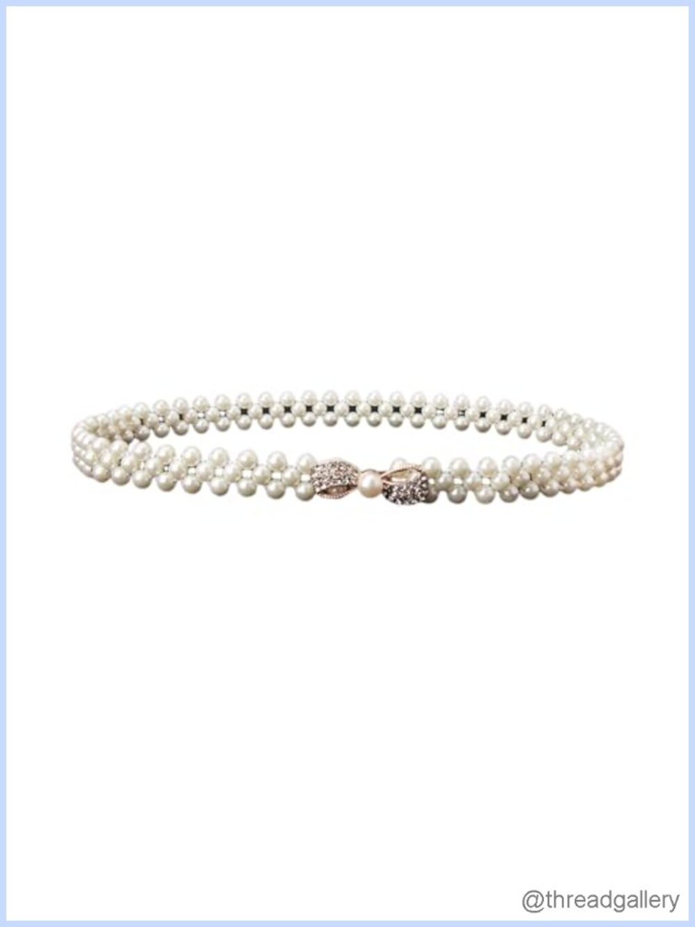Women's Pearl Elastic Chain Belt Adjustable Stretchy Crystal Flower Buckle